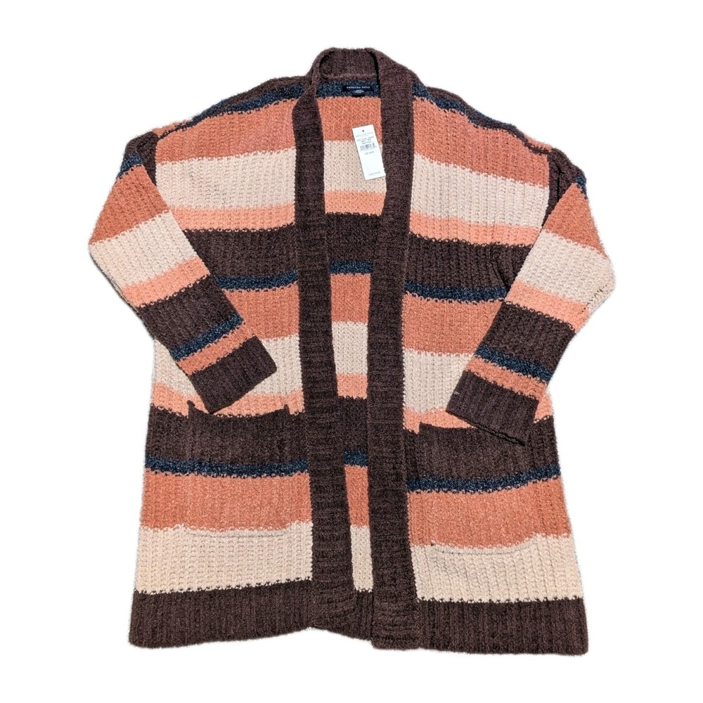 American Eagle Sweater Women Medium Brown Cardigan Chunky Knit Classiccore Mom
